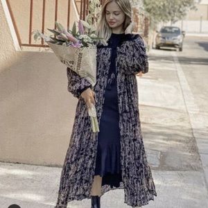 NWT ZARA Embroidered Printed Kimono Black Gold S
